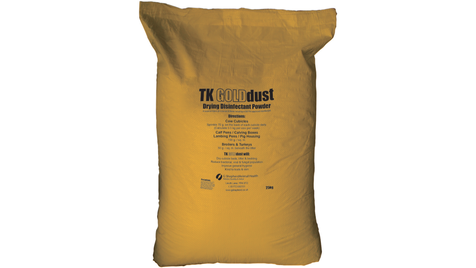 TK GOLDdust Bedding Powder. 20 or 40 x 25kg bags. TK GOLDdust Bedding Powder. 20 or 40 x 25kg bags.